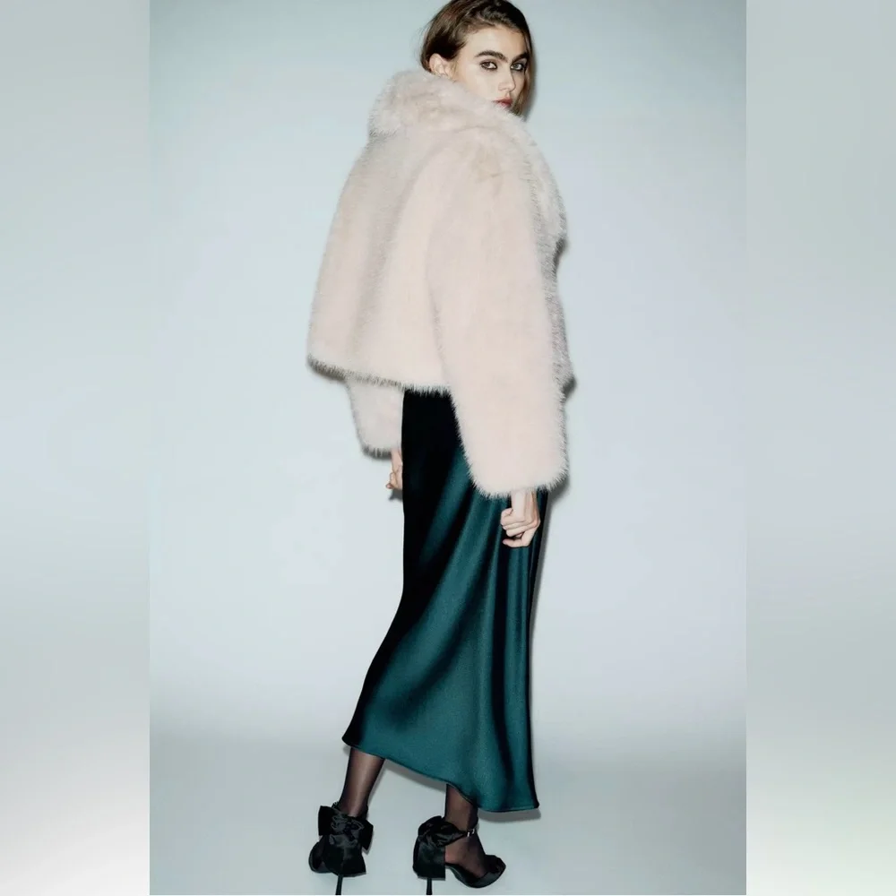 New ZARA Satin Midi Skirt